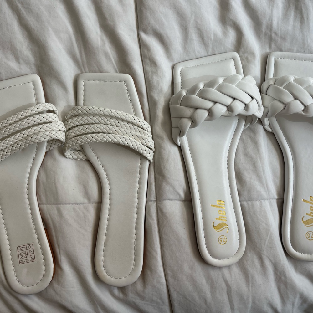 White square toe sandals size 7.5